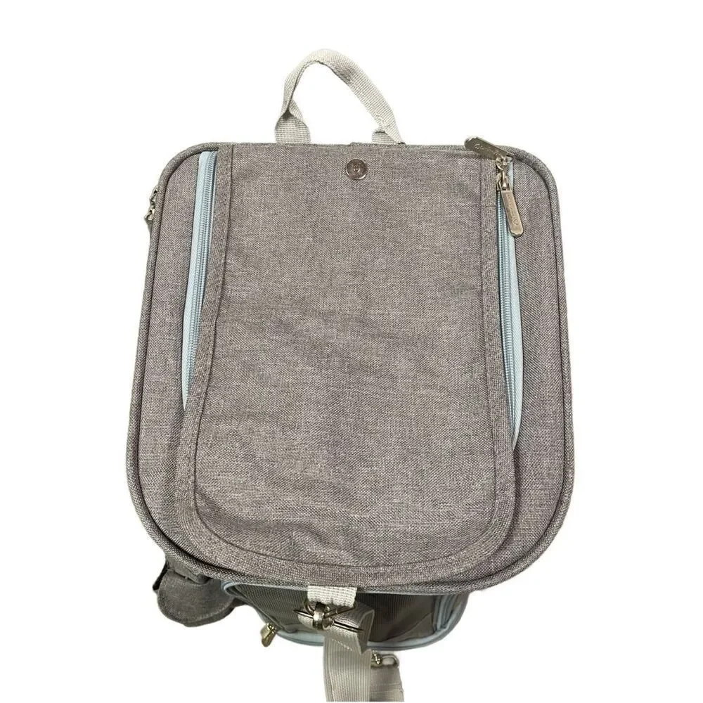 Mr. Peanuts Gray & Blue Convertible Small Pet Backpack & Crossbody Bag -Fleece